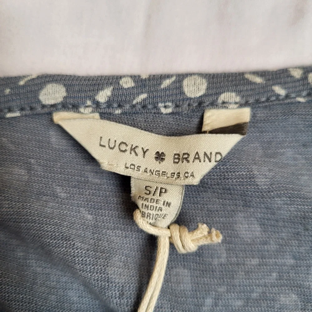 Lucky Brand Brand Dress Women's S/P Blue‎ white Short Sleeve Casual Henley